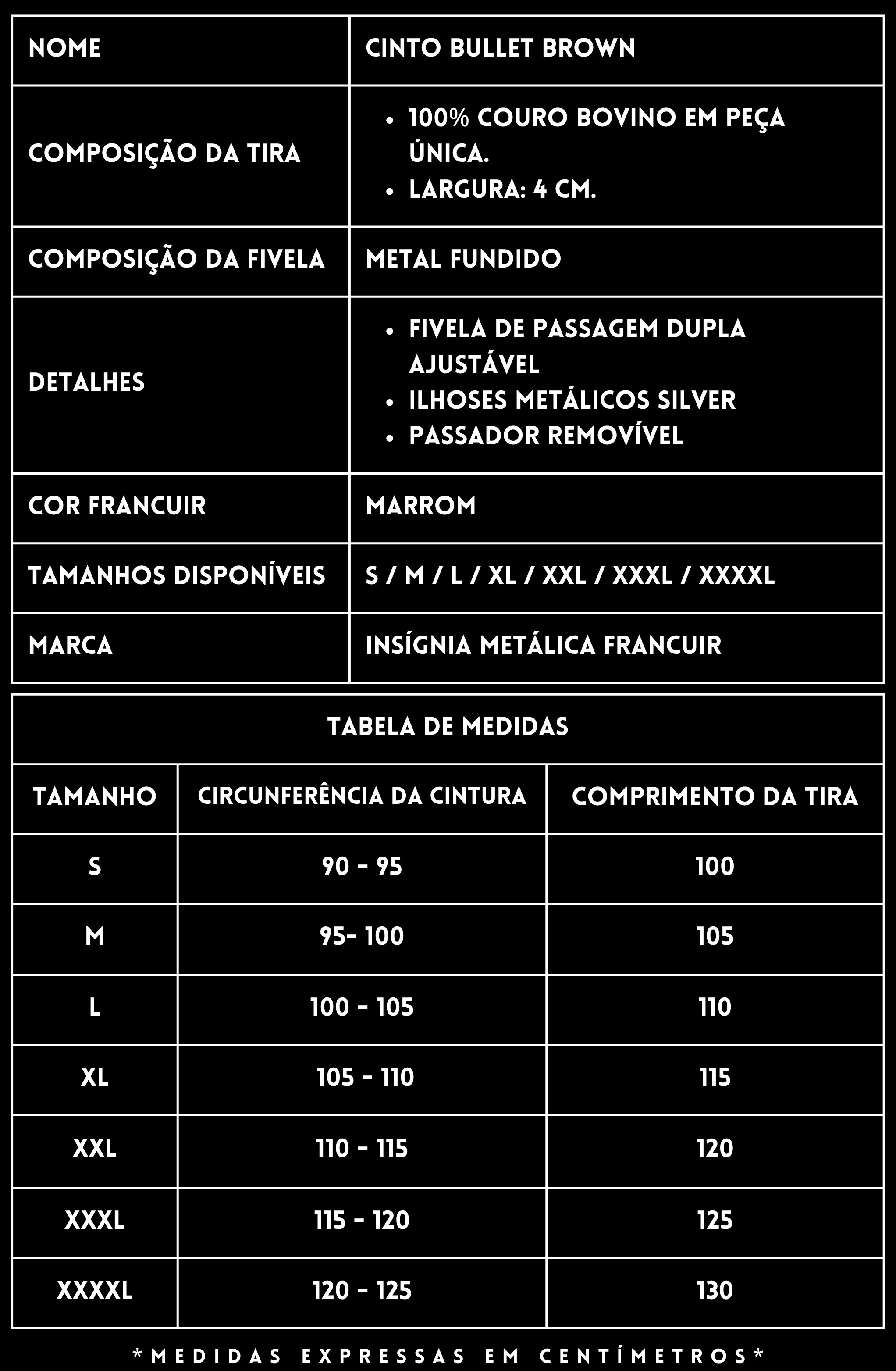 Cinto Couro FRANCUIR Bullet Brown